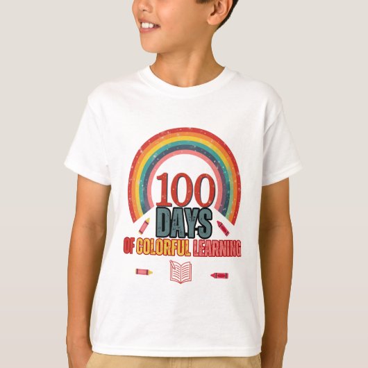 100カラフル日学:教育およびおもしろい Tシャツ (正面)