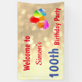 100カラフル誕生日 横断幕 (縦)