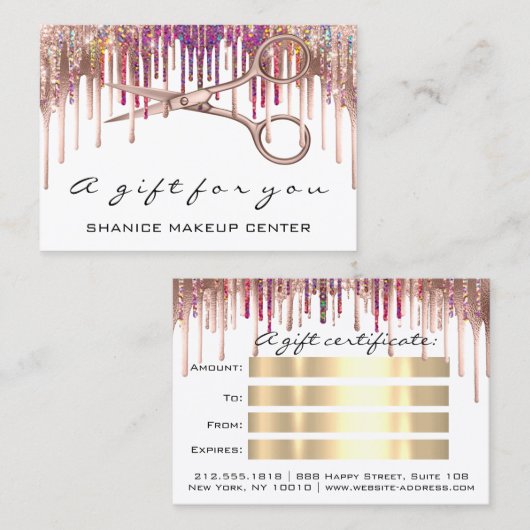 100ギフト券の美容師はさみ乾燥 名刺 (正面/裏面)