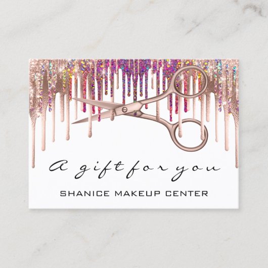 100ギフト券の美容師はさみ乾燥 名刺 (正面)