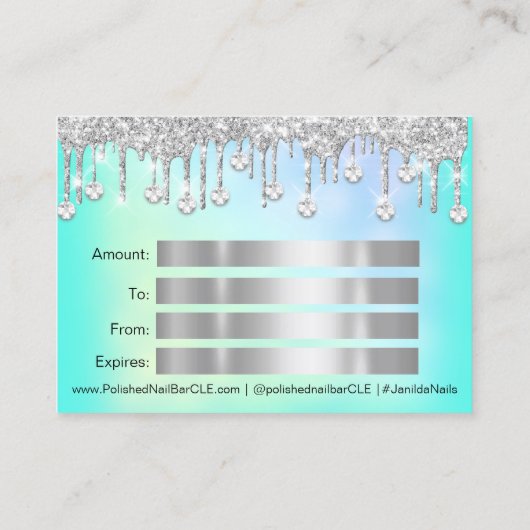 100ギフト券Nais自筆証書ピンクブルードリップ 名刺 (裏面)