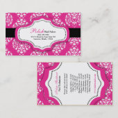 100ショッキングピンクのダマスク織のネイリストの名刺 名刺 (正面/裏面)