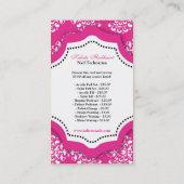 100ショッキングピンクのダマスク織のネイリストの名刺 名刺 (裏面)