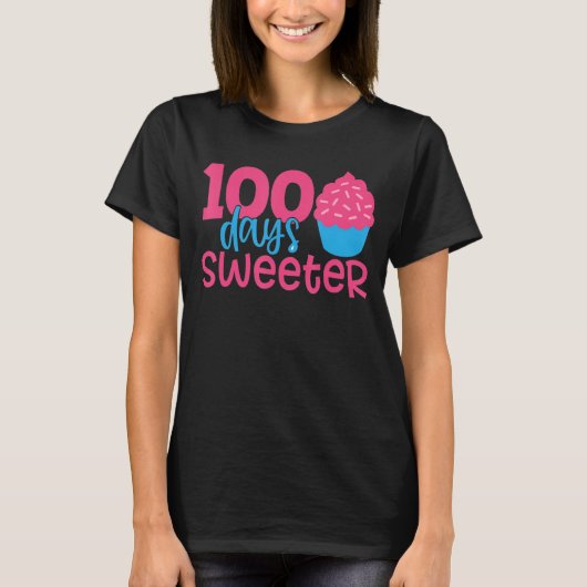 100スウィーター日カップケーキ100th Day of School Girls Tシャツ (正面)
