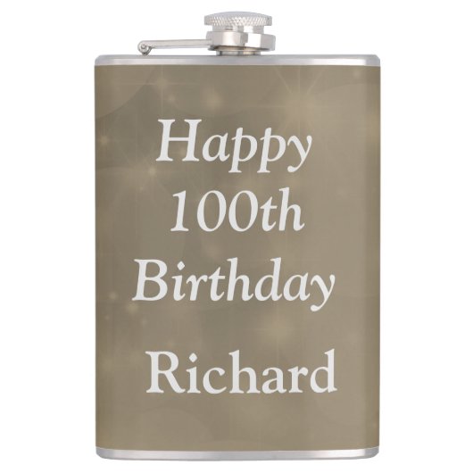 100スタイリッシュ番目の誕生日デザイン フラスク (正面)