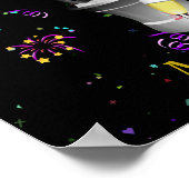 100スタイリッシュ誕生祝いブラック金ゴールド ポスター (角)