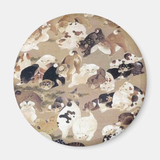 100ドッグイラストレーションby伊藤若冲 マグネット (正面)