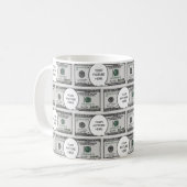 100ドルの画像にあなたの画像とタイルデザイン コーヒーマグカップ (正面左)