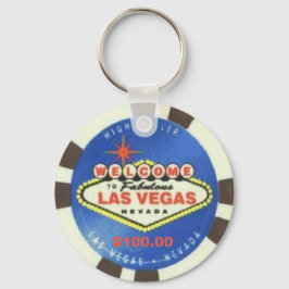 $100ドルトランプのポーカーチップブルーラスベガスキーチェーン キーホルダー