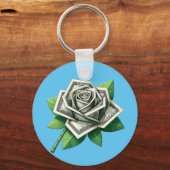 100ドル紙幣の折り紙バラ芸術 キーホルダー (正面)