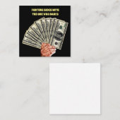 100ドル紙幣の金融整理券を持つ手 スクエア名刺 (正面/裏面)