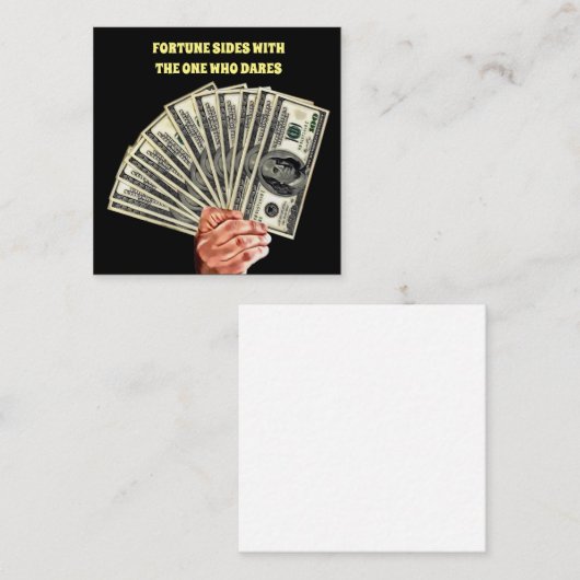 100ドル紙幣の金融整理券を持つ手 スクエア名刺 (正面/裏面)