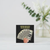 100ドル紙幣の金融整理券を持つ手 スクエア名刺 (スタンド正面)