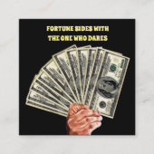 100ドル紙幣の金融整理券を持つ手 スクエア名刺 (正面)