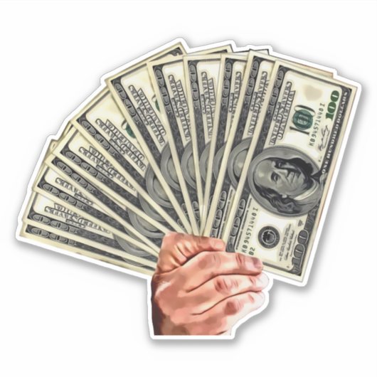 100ドル紙幣を持ち歩く金工芸 シール (正面)