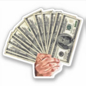 100ドル紙幣を持ち歩く金工芸 シール (正面)