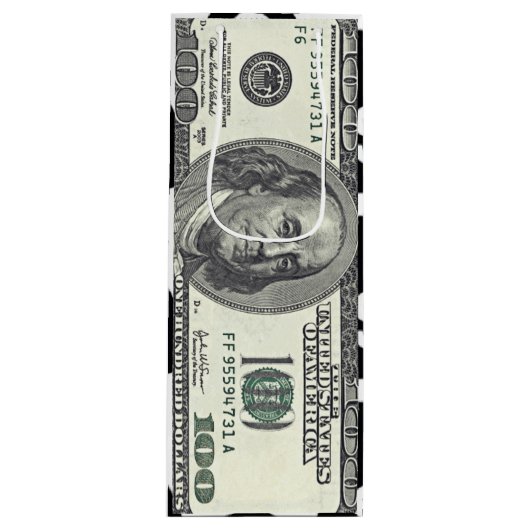 100ドル紙幣抱き枕 ワインギフトバッグ (正面)