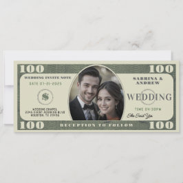 100ドル紙幣結婚写真 招待状