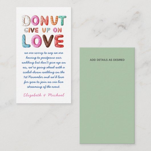 100ドーナ与えーのプランの変更の日付カード ノートカード (正面/裏面)