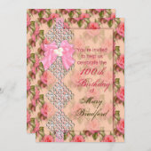 100バースデーパーティ招待状(女性)ヴィンテージ 招待状 (正面/裏面)