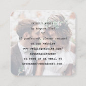 100パックシンプルQR RSVPおよび写真のエンク結婚ロージャ スクエア名刺 (裏面)