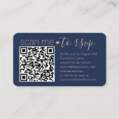 100パックDIYカラーネイビー&ピンク詳細&QR RSVP 名刺 (正面)