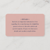 100パックDIYカラーネイビー&ピンク詳細&QR RSVP 名刺 (裏面)