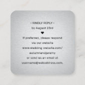 100パックQRコードRSVP銀フェイク箔エンクロージャ スクエア名刺 (裏面)