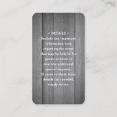 100パックQR RSVPの結婚灰色の木フェイクの囲い 名刺 (裏面)