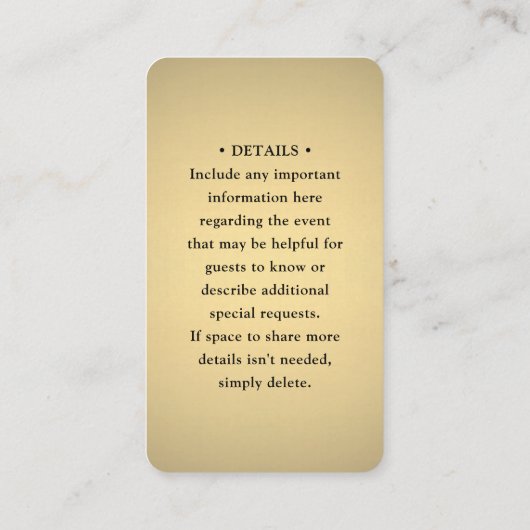 100パックQR RSVPの結婚金ゴールドエンクフェイクロージャ 名刺 (裏面)