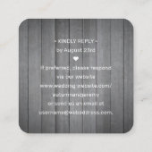 100パックQR RSVPグレーフェイクウッド結婚エンクロージャ スクエア名刺 (裏面)