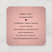 100パックQR RSVPフェイクバラ金箔エンクロージャ スクエア名刺 (裏面)