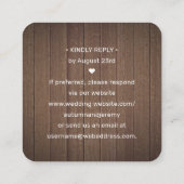 100パックQR RSVPブラウンフェイクウッド結婚の筐体 スクエア名刺 (裏面)