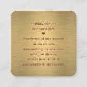 100パックQR RSVPブルゴーニュと金ゴールド結婚の筐体 スクエア名刺 (裏面)