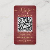 100パックQR RSVPブルゴーニュと金ゴールド結婚の筐体 名刺 (正面)