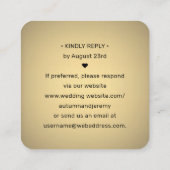 100パックQR RSVP結婚の金フェイク箔エンクロージャ スクエア名刺 (裏面)
