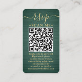 100パックQR RSVP緑および金ゴールド結婚のエンクロージャ 名刺 (正面)