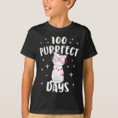 100パーフェクト日キャットハッピー100th Day Of School Tシャツ (正面)