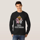 100ベジタリアンベジエAFビーガン声明メンズウォーム Tシャツ (正面フル)