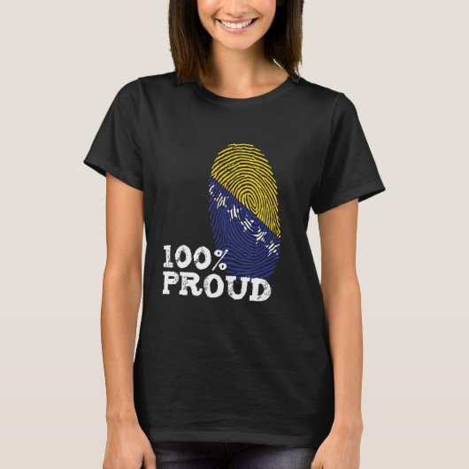100ボスニア誇りを持ったヘルツェゴビナ誇りを持った国旗 Tシャツ (正面)