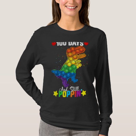 100ポップ・アートの日学校とStiの恐竜のフィッドget玩具 Tシャツ (正面)