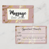 100マッサージアポイントメントリマインダーピンクマーブル 名刺 (正面/裏面)