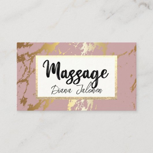 100マッサージアポイントメントリマインダーピンクマーブル 名刺 (正面)