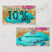 100ロゴQRCODE 10%OFFコード金ゴールドグリッター自筆証書 名刺 (正面/裏面)