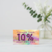100ロゴQRCODE 10%OFFピンク感謝していホログラフィック 名刺 (スタンド正面)