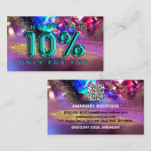 100ロゴQRCODE 10%OFF感謝していティール（緑がかった色）自筆証書 名刺 (正面/裏面)