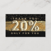 100ロゴQRCODE 20%OFFありがとうブラック金ゴールド 名刺 (正面)