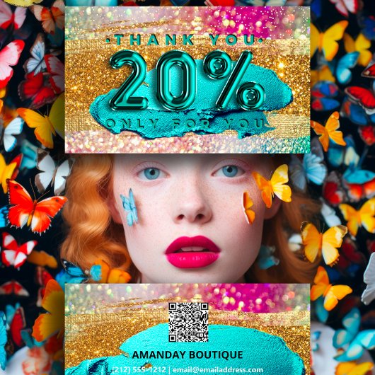 100ロゴQRCODE 20%OFFコード金ゴールドグリッター自筆証書 名刺