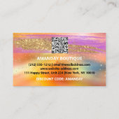 100ロゴQRCODE 20%OFFコード金ゴールドホログラフィック 名刺 (裏面)