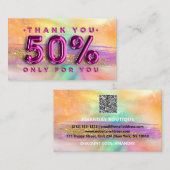 100ロゴQRCODE 50%OFF 感謝してい Pinkyホログラフィック 名刺 (正面/裏面)